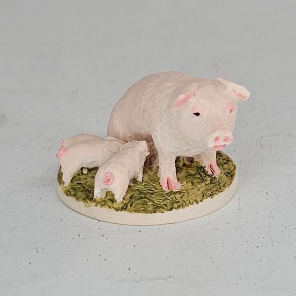 Vintage Peter Fagan Pig Mom Piglets Miniature Figurine Scotland *CHIP* - Picture 8 of 10